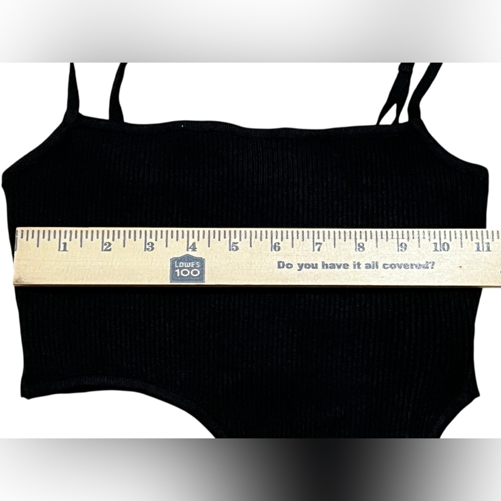 RtA Ribbed Asymmetrical Hem Crop tank top spaghetti strap black size small - Picture 4 of 12